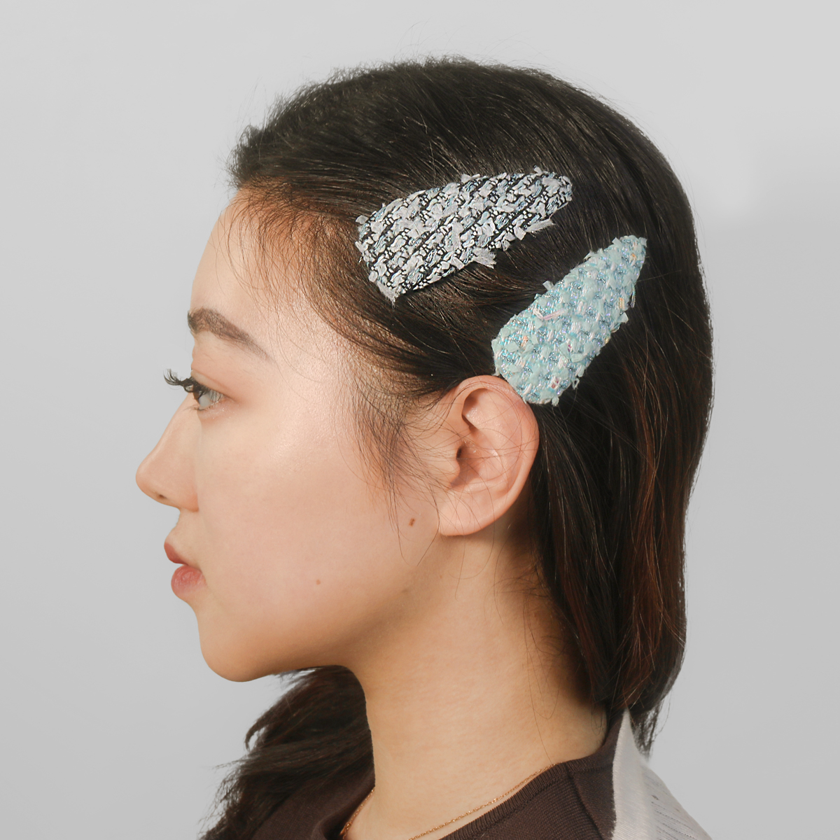 ツイードヘアピン　ヘアクリップ