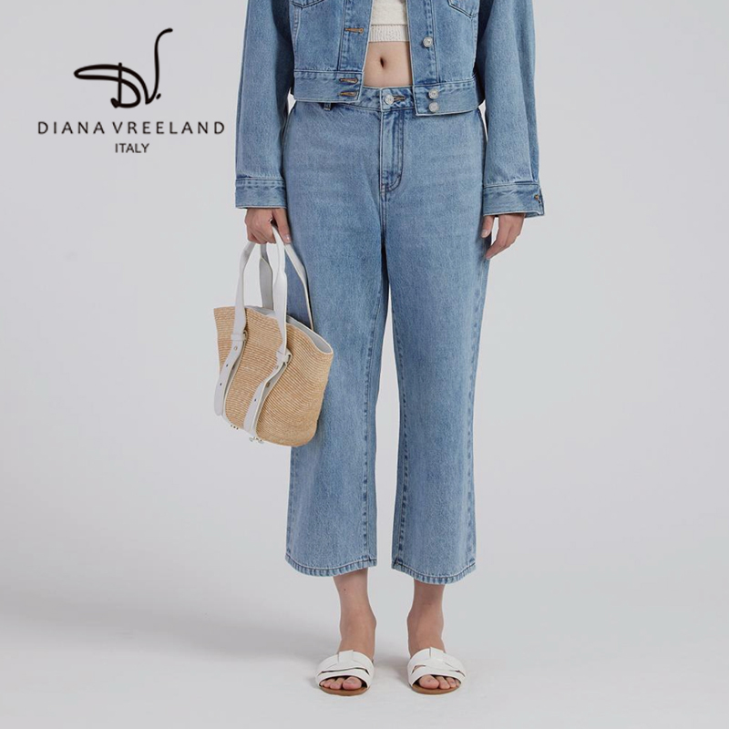 【Diana Vreeland】ロゴポケット 9 分丈デニムパンツ