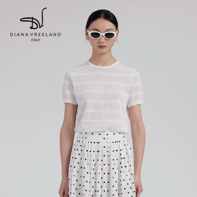 【Diana Vreeland】クルーネックボーダーニット半袖