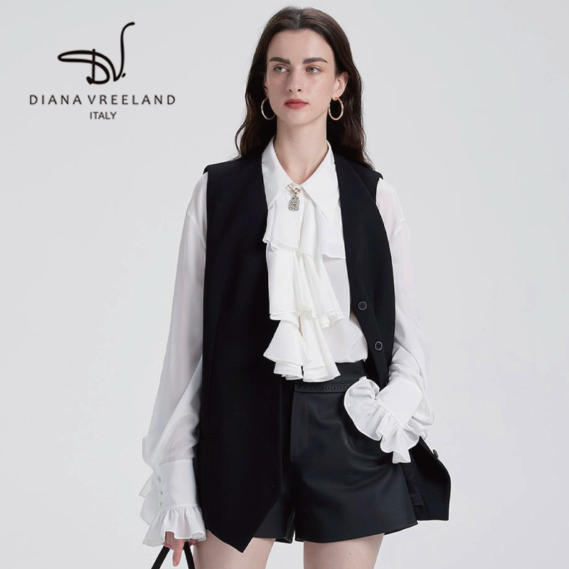 【Diana Vreeland】フレンチレトロフリル長袖シャツ